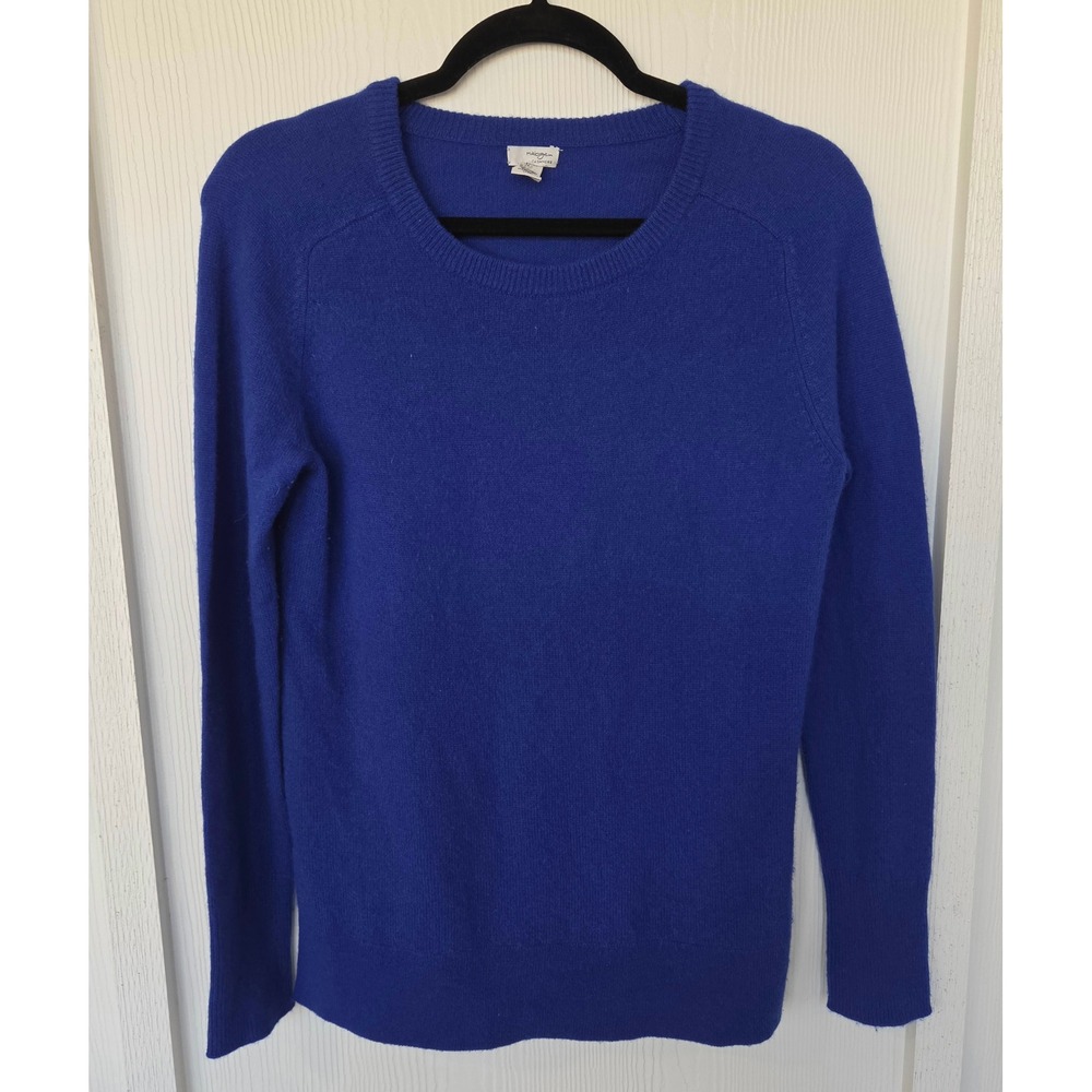 Royal Blue 100% Cashmere Crew Neck Sweater Size S Old Money Quiet Luxury Preppy